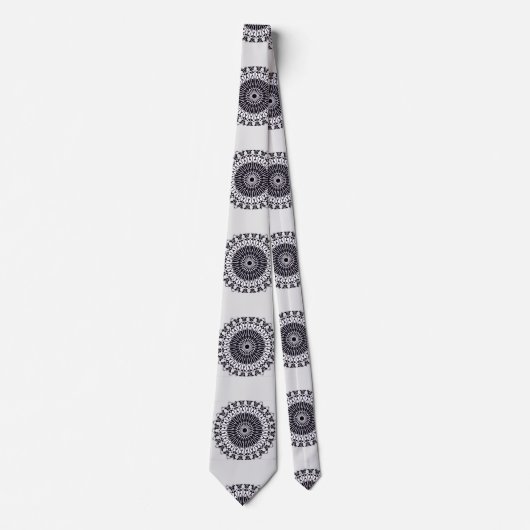 Cravate art mandala noir et blanc (Devant)