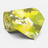 Cravate Art Moderne Abstrait Déclaration Jaune Vert (Roulé)