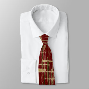 Cravate Art moderne rouge foncé et or
