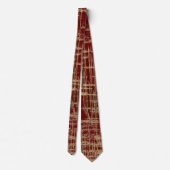 Cravate Art moderne rouge foncé et or (Dos)