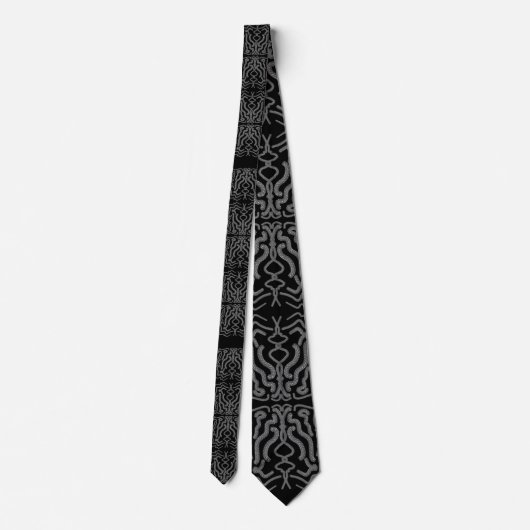 Cravate Art Motif Répétant Gris Noir Et Blanc (Dos)