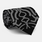 Cravate Art Motif Répétant Gris Noir Et Blanc (Roulé)