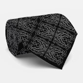Cravate Art Motif Répétant Gris Noir Et Blanc (Roulé)