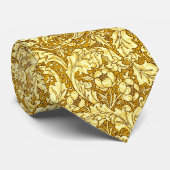 Cravate Art Nouveau Acanthus Feuilles & Fleurs, Mustard Go (Roulé)