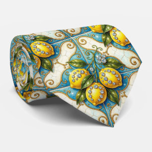Cravate Art Nouveau Citrons d'Amalfi Diamants Gentlema