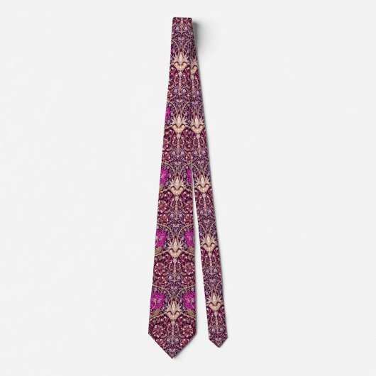Cravate Art Nouveau Floral, Plum, Beige et violet profond (Devant)