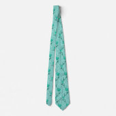 Cravate Art Nouveau Tulip Damask, Turquoise (Dos)