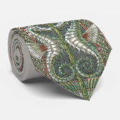 Cravate Art Nouveau vintage, Hippocampes et algues (Roulé)