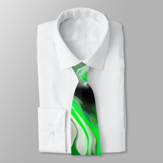 Cravate Art numérique Fluide en marbre vert et noir (Attaché)