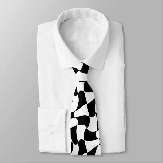 Cravate art optique noir et blanc (Attaché)