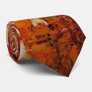 Cravate Art original Orange Rouge Abstrait moderne