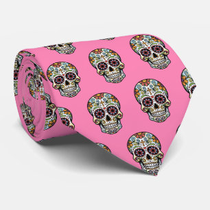 Cravate Art Pop Dia de los Muertos Crâne de Sucre Bande De