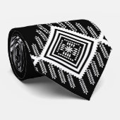 Cravate Art tribal noir et blanc (Roulé)