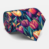 Cravate Artistic Christmas Gift For Him Tulip Floral (Roulé)