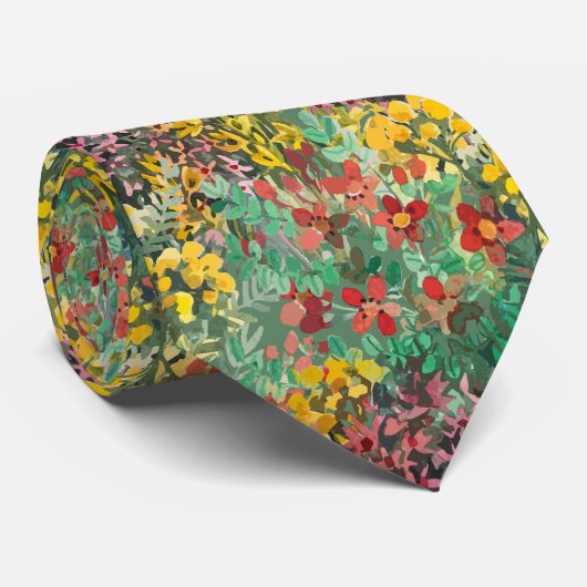 Cravate Artistic Watercolor Flower Garden Tie (Roulé)