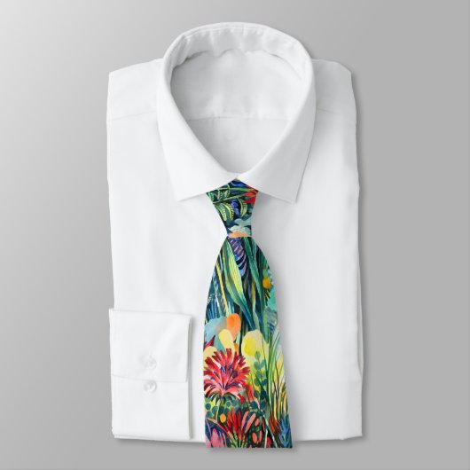 Cravate Artistic Watercolor Flower Garden Tie (Attaché)