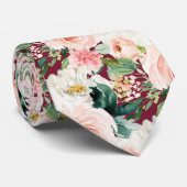 Cravate ArtsApp H2 rose pâle Roses Mariage bordeaux (Roulé)