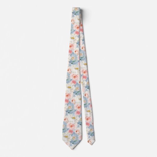 Cravate ArtsApp H2 Roses rose pâle rose bleu foncé (Devant)