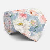 Cravate ArtsApp H2 Roses rose pâle rose bleu foncé (Roulé)