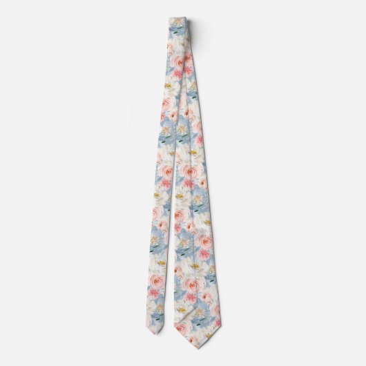 Cravate ArtsApp H2 Roses rose pâle rose bleu foncé (Dos)