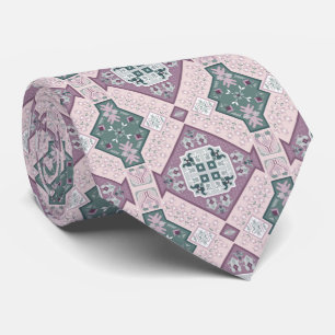 Cravate Artsy Boho Style violet et Turquoise