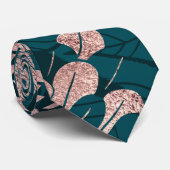 Cravate Artsy Moderne Rose Or Emerald Green Flowers (Roulé)