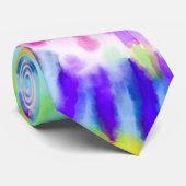 Cravate Artsy Neon Rainbow Tie Dye Motif d'aquarelle (Roulé)