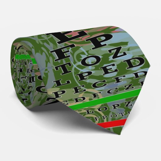 Cravate Artsy Oeil Graphique Optométriste Vert (Roulé)