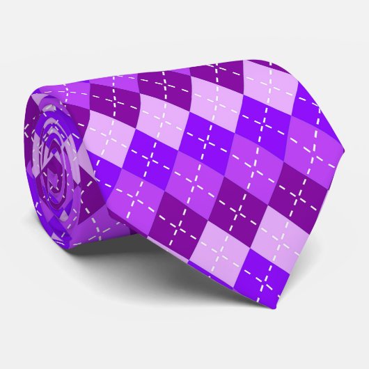 Cravate Arygle violette Lilac violet avec pointillés blanc (Roulé)