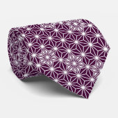 Cravate Asanoha motif japonais - violet d'aubergine (Roulé)