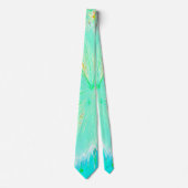 Cravate Asclépiade Psychedelique Aqua et Vert Citron (Devant)