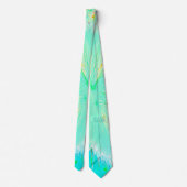 Cravate Asclépiade Psychedelique Aqua et Vert Citron (Dos)