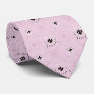 Cravate Ash rose Fleur de Lis, French Lili silver pattern