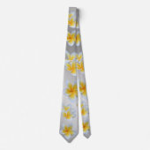 Cravate asiatique, jaune, blanc, floraison, brillant, or, (Devant)