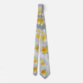 Cravate asiatique, jaune, blanc, floraison, brillant, or, (Dos)