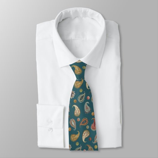 Cravate Astro Paisley & Yin Yang Points Sarcelle Orange Ol (Attaché)