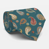 Cravate Astro Paisley & Yin Yang Points Sarcelle Orange Ol (Roulé)