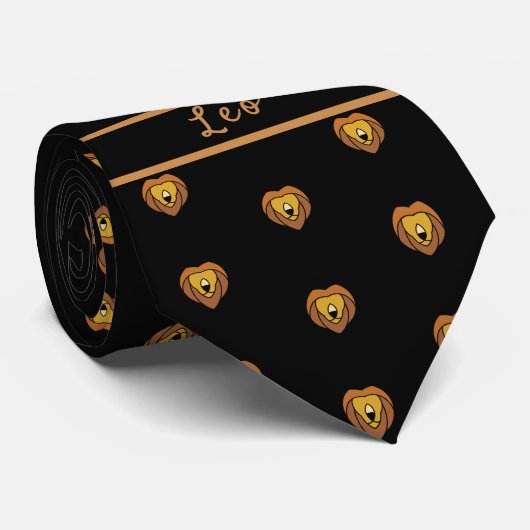Cravate Astrologie Leo Monogramme motif Lion (Roulé)