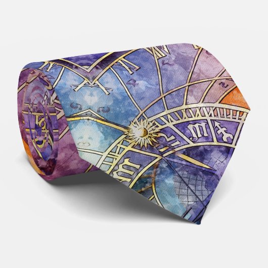 Cravate Astrologie temps colorée Abstraite (Roulé)