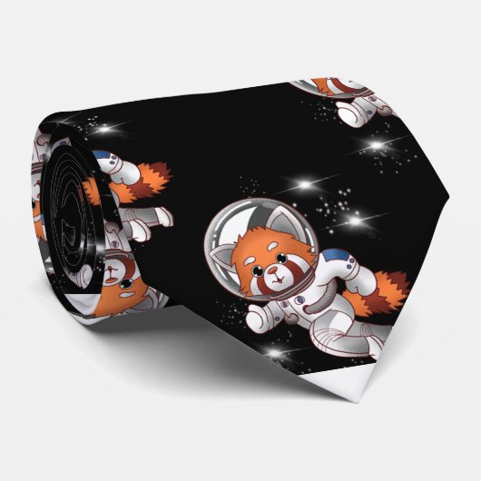 Cravate Astronaute de l'espace Red Panda (Roulé)