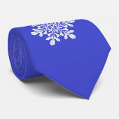 Cravate Attache bleu flocon de neige (Roulé)