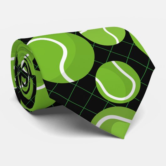 Cravate Attrapez le Motif des balles de tennis Black BG (Roulé)