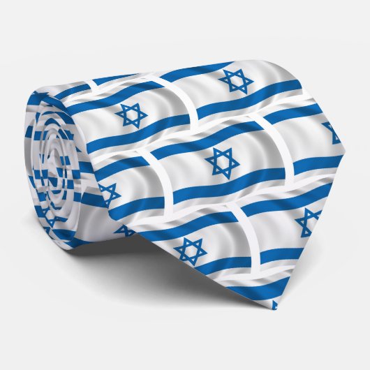 Cravate au drapeau d'Israël (Roulé)