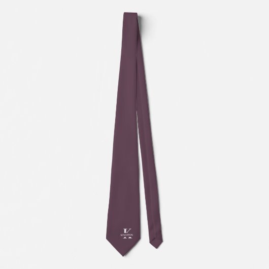 Cravate Aubergine Élégant Monogramme + Nom (Devant)