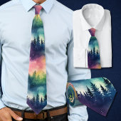 Cravate Aurora Borealis Pastel Pines Lumières Nord