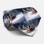Cravate Australian Shepherd hiver neige de Noël (Roulé)