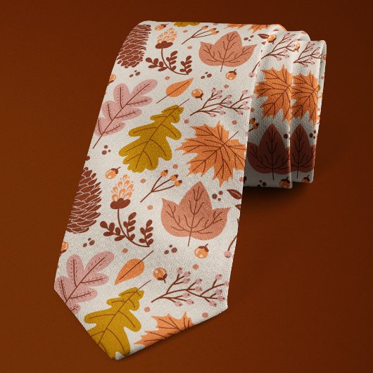Cravate Automne Botanique Floral Feuille Motif