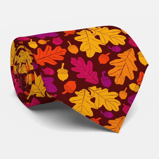 Cravate Automne Chêne Feuilles et Acorns Patterned (Roulé)