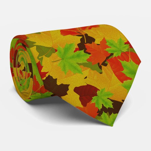 Cravate Automne Feuilles Motif (Roulé)