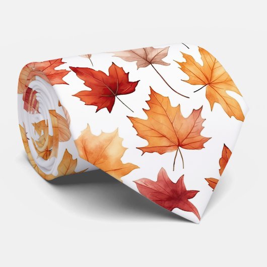 Cravate Automne Feuilles Terracotta Brown Boho Mariage (Roulé)